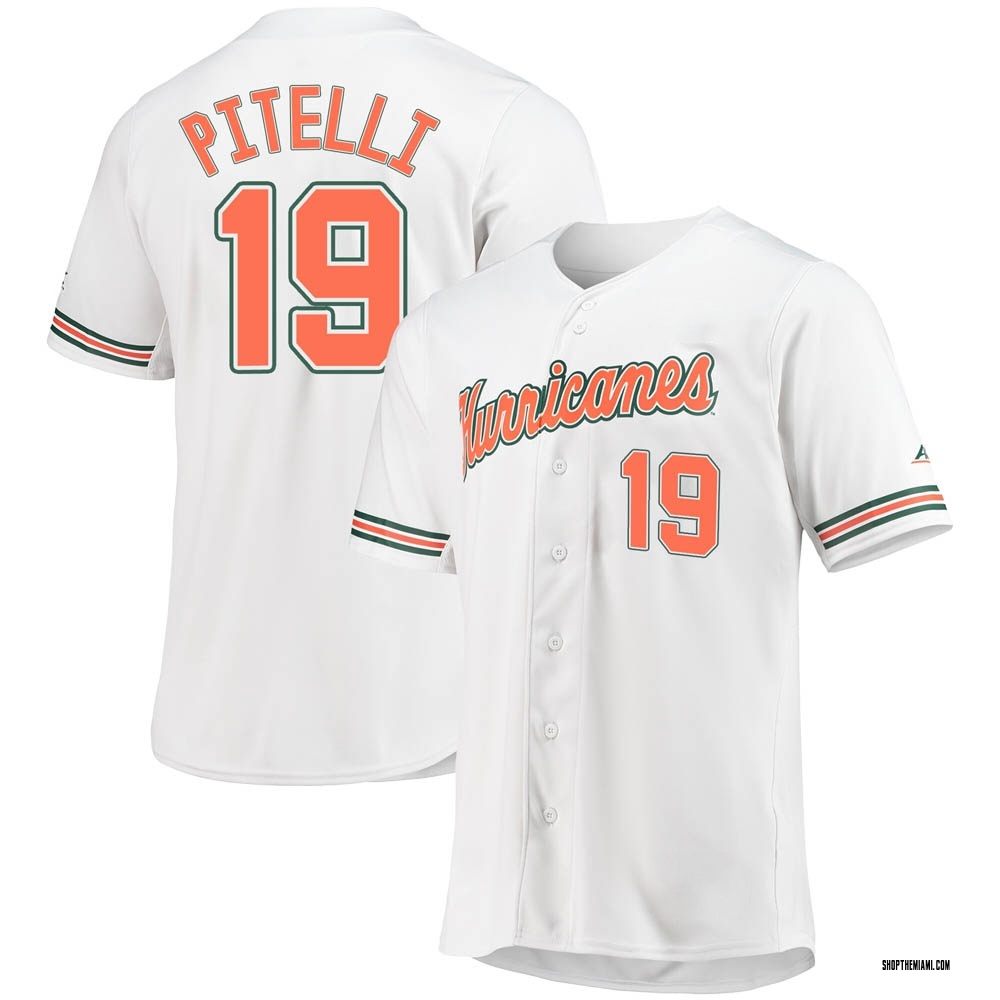 Men's Dominic Pitelli Miami Hurricanes Replica Full-Button Baseball Jersey  - White