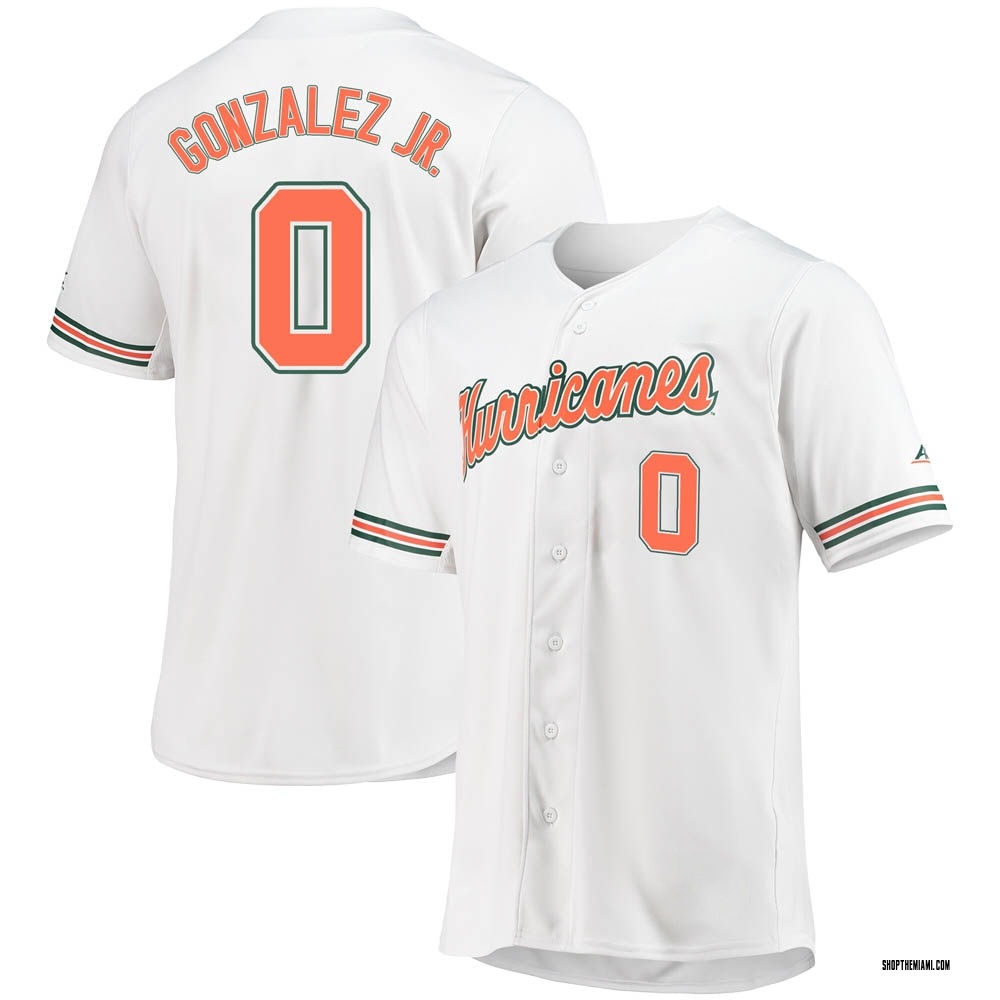 Men's Dorian Gonzalez Jr. Miami Hurricanes Replica Full-Button Baseball  Jersey - White