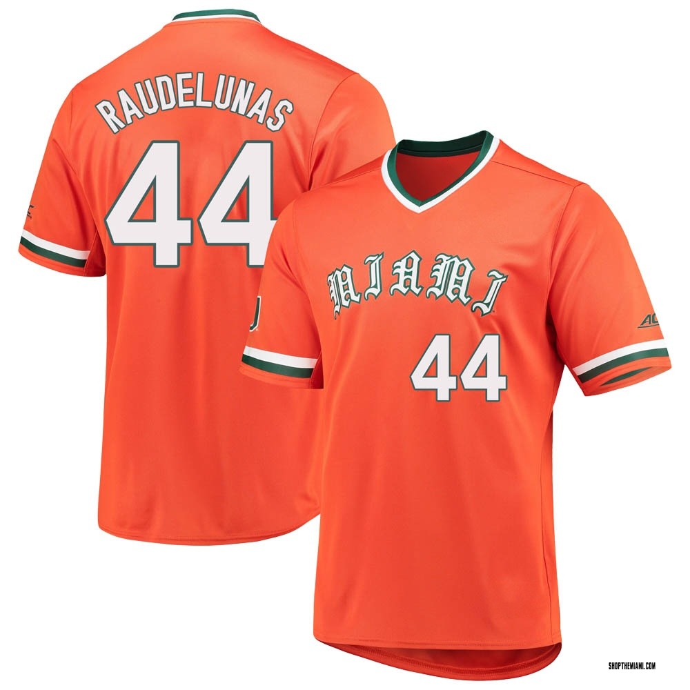 Men's Matt Raudelunas Miami Hurricanes Replica V-Neck Baseball Jersey -  Orange