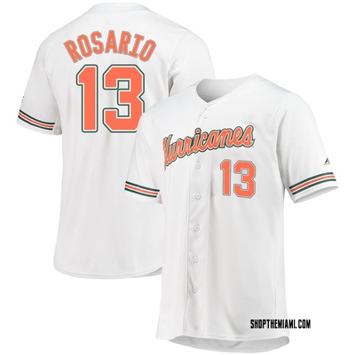 Youth Mike Rosario Miami Hurricanes Replica Full-Button Baseball Jersey -  White